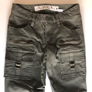 MUDD Junior 0 Cargo Pants Olive Green Flare EUC